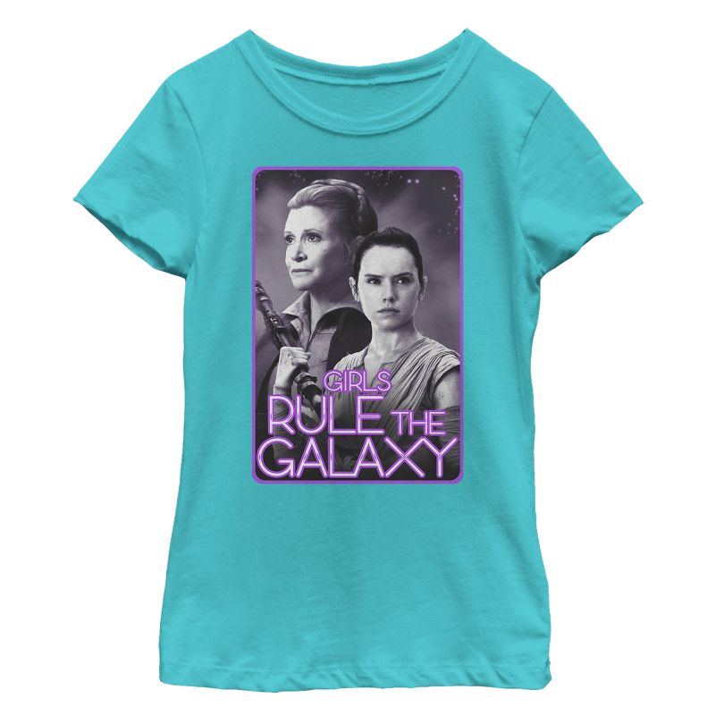 Girl's Star Wars The Force Awakens Leia and Rey Rule the Galaxy T-Shirt, 1 of 4