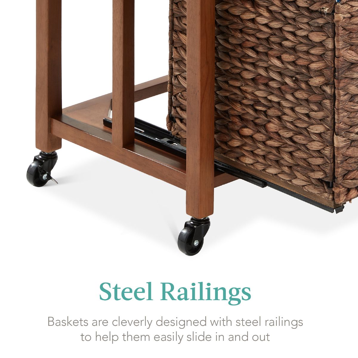 Best Choice Products Vertical Rolling File Cabinet for Home, Office w/ Rubberwood Frame, Locking Caster Wheels - Natural - thumbnail 2
