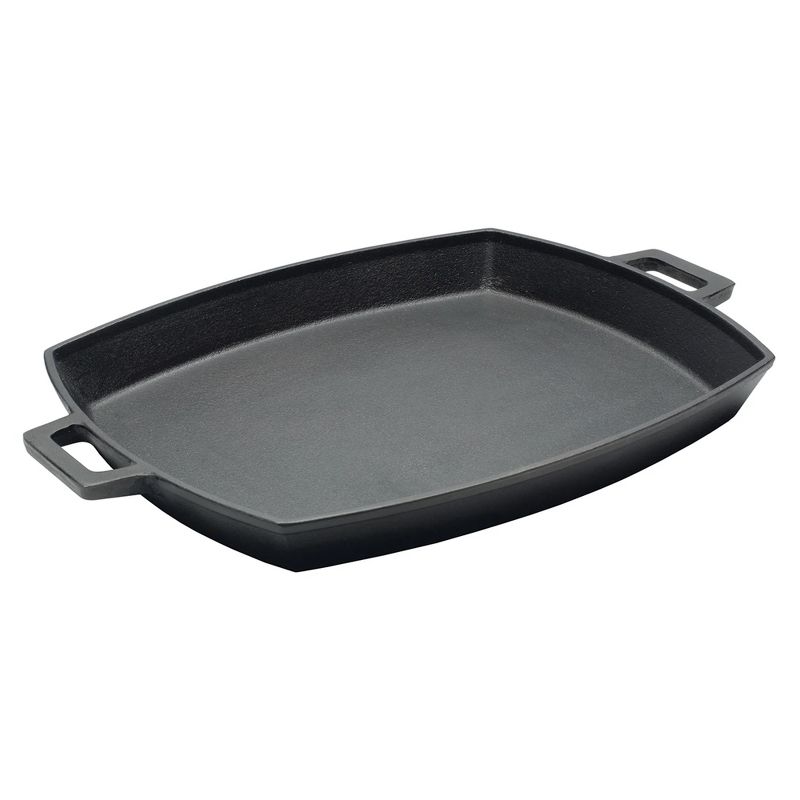 Bayou Classic 12 x 14 Inch Heavyweight Even-Heating Oven & Broiler Safe Cast Iron Shallow Skillet Pan with Wide Loop Handles for Cooking or Baking, 1 of 8