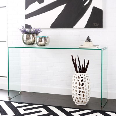 Huck Clear Tempered Glass Console Table with Rounded Corners