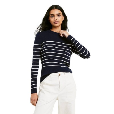 Women's Striped Crewneck Pullover Sweater - Nili Lotan x Target Navy XXS