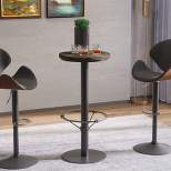 HOMCOM 42" Rustic Bar table Industrial Metal Pine Wood Top Adjustable Standing Pub Table