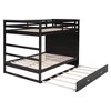 NicBex Full over Full Bunk Bed Triple Wood Bed Frame with Wheels, Storage Stairs and Full Length Guardrail, No Box Spring Required - 3 of 4