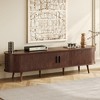 Angel Sar 70 Inch Mid Century Modern TV Stand with Tambour Doors, Power Outlet & Drawers, Media Console for 80 Inch TVs - 2 of 4