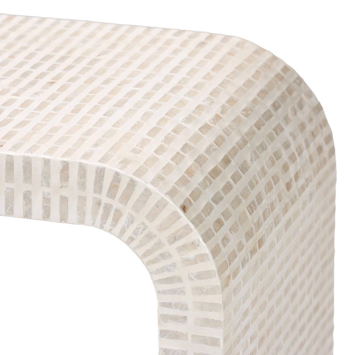 bali & pari Carlyn Mother of Pearl Capiz Shell Console Table Beige/White/Gold - thumbnail 8