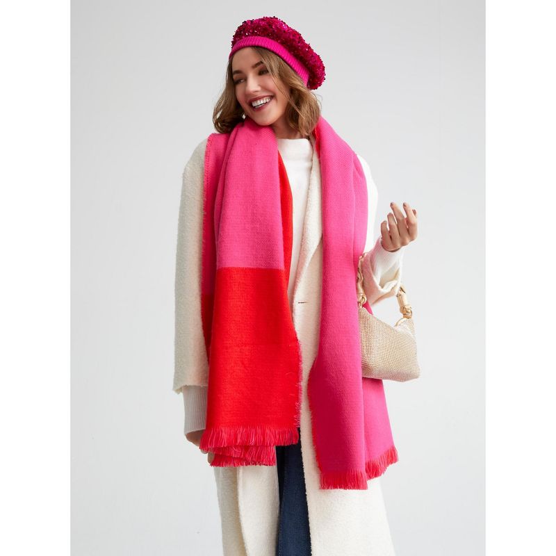 Shiraleah Pink and Red Color Block Lana Scarf, 2 of 4