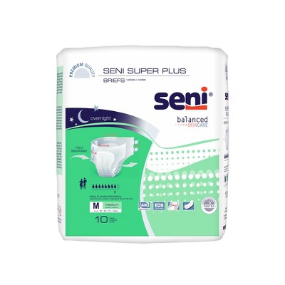 Seni Super Plus Adult Incontinence Brief M Heavy Absorbency Breathable / Overnight, S-ME10-BP1, Heavy to Severe