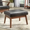 Buylateral Bianca Mid-Century Modern Ottoman Black/Walnut: Rubberwood Frame, Padded Rectangular Footstool - image 2 of 4