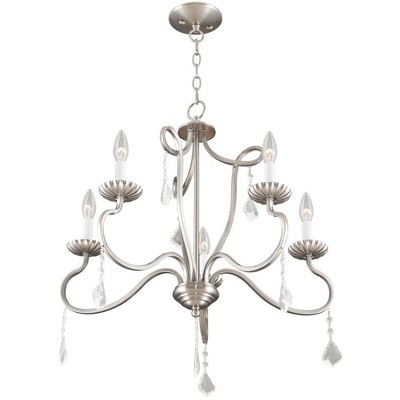Elegant 5-Light Brushed Nickel Chandelier with Crystal Accents