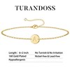 Turandoss 18K Gold Initial Bracelets for Women Girls - Dainty Coin Disc Letter Link Charm Bracelet, Birthday Christmas Gifts for Women Girls - 2 of 4