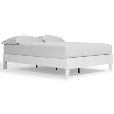 Piperton Queen White Engineered Wood Platform Bed with Drawer