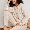 Women's Beige Ribbed Knit Long Sleeve Top & Pants Pajama Set - Cupshe - 3 of 4