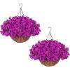 2Pcs Artificial Hanging Geraniums Plant with Brown Basket, 12 Pcs Geraniums Flowers for Christmas, Front Porch, Garden, Patio, Home Decor - 2 of 4