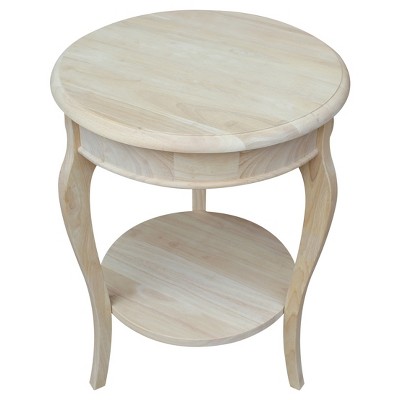 Cambria Classic Round Solid Parawood End Table in Unfinished Wood
