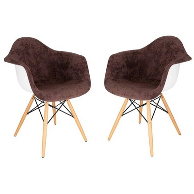 LeisureMod Willow Velvet Eiffel Accent Chair with Ash Wood Legs Set of 2