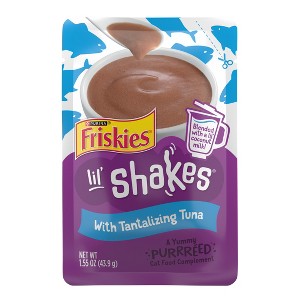 Purina Friskies Lil' Shakes with Tantalizing Tuna Flavor Puree Lickable Topper Wet Cat Food - 1.55oz - 1 of 4