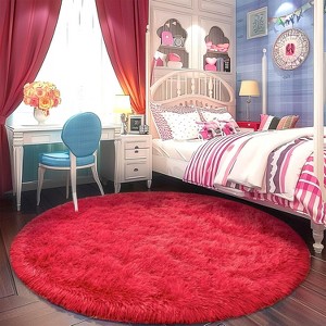 LOVEVOOK Round Fluffy Area Rug - Super Soft Circle Rugs for Kids Room - Shaggy Rugs for Nursery Fuzzy Carpet for Boys Girls Room - 1 of 4