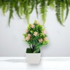 Unique Bargains Artificial Plants 17-Bud Square Pot Plum Blossom Arrangement Plastic 2.95"x2.95"x8.27" 1 Pcs - 2 of 4