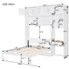 Full/Queen Size Wall Murphy Bed Space Saving Foldable Bed with Desk, Top Cabinet and Storage Shelves, White/Gray-ModernLuxe - 3 of 4