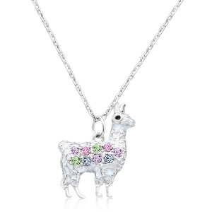 Chanteur Hypoallergenic Kids Jewelry Accessories Lama White Enamel Crystal White Gold Palladium Plating Necklace Pendant - 1 of 1