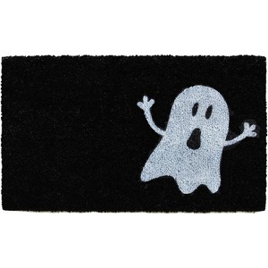 HomeRoots 24" X 36" Black And White Halloween Halloween Outdoor Coir Door Mat - 1 of 4