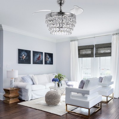 Bella Depot 42" Modern Gold Crystal Ceiling Fan with Light and Remote