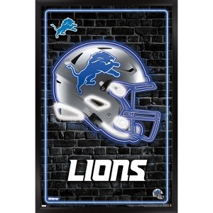 Trends International NFL Detroit Lions - Neon Helmet 23 Framed Wall Poster Prints - 1 of 4