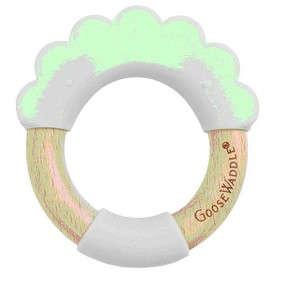 GooseWaddle Circle Animal Head Silicone + Wood Teether (4 Months +) - 1 of 4