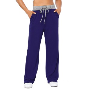 Women's Wide Leg Sweatpants 2025 Trendy Interior Drawstring Baggy Sweatpants High Waisted Casual Trousers Jogger Pant - 1 of 4