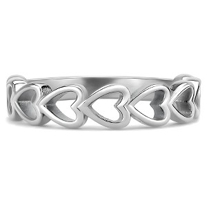 Heart Half Eternity Ring for Women Anniversary Gold over Stainless Steel Wedding Band by Ginger Lyne - 1 of 4