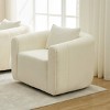 Modern white upholstered swivel chair, velvet armchair with removable pillow, Reading Chairs for Study and Bedroom. - 2 of 4