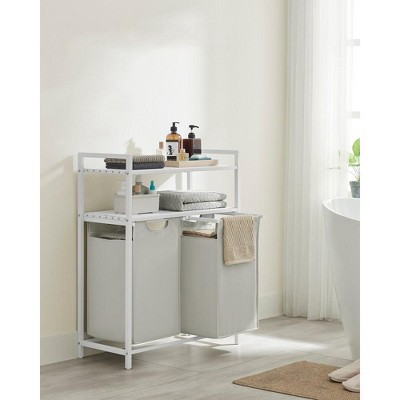 White MDF and Steel Laundry Hamper with Removable Bags