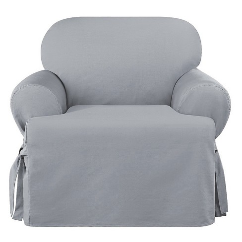 Heavyweight Cotton Duck T chair Slipcover Pacific Blue Sure Fit