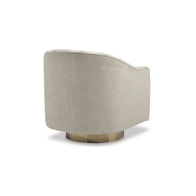 Beige Velvet Barrel Swivel Accent Chair
