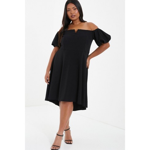 Black bardot hotsell dress plus size