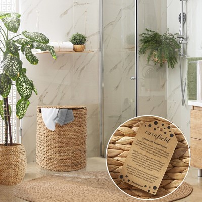Natural Wicker Half-Moon Laundry Hamper with Lid