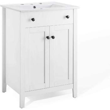 Modway Nantucket 24 Inch Bathroom Vanity in White, Wood Modern Style Cabinet
