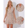 Allegra K Women's Floral V Neck Sleeveless Smocked Waist Ruffle Mini Dress - 2 of 4