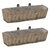 vidaXL Wicker Balcony Planters with PE Lining – Rustic Brown Garden and Patio Flower Pots, Set of 2 - 2 of 4