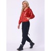 INSPIRE CHIC Women's Holographic Shiny Long Sleeve Zipper Hooded Metallic Jacket - 3 of 4