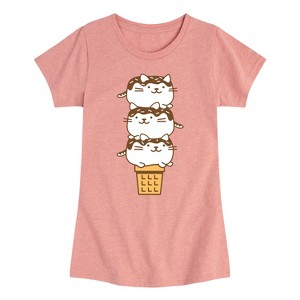 Girls' - Instant Message - Kawaii Ice Cream Cone Fitted Short Sleeve Graphic T-Shirt - 1 of 4