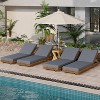 Christopher Knight Home Debra Outdoor 6-Position Adjustable Acacia Wood Chaise Lounge with Cushions (Set of 4) - 2 of 4