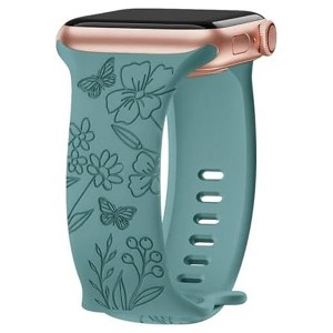 HTUTWOO Engraved Butterfly Apple Watch Band, Soft Silicone Strap 38/40/41/42/44/45/49mm, for iWatch Series 10 9 8 7 6 5 4 3 2 1 SE Ultra - 1 of 4