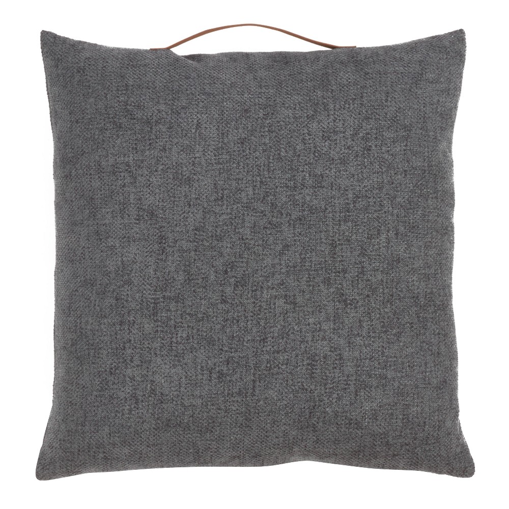 Photos - Pillow 18"x18" Chenille with Handle Poly Filled Square Throw  Gray - Saro L