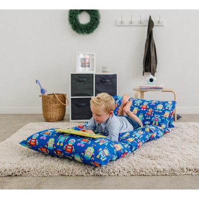 Blue Robots Cotton Polyester Kids Pillow Lounger