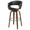 Ecru Swivel Bar Stool with Faux Leather Upholstery and Wood Legs, Ideal for Home Bars - 4 of 4