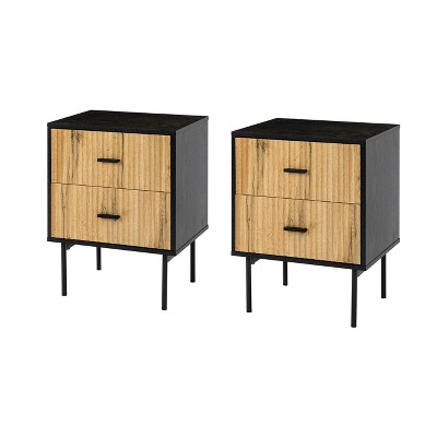 Set of 2 Conrad 2-Drawer Nightstand with Metal Legs | HULALA HOME