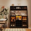 Acekool Coffee Bar Cabinet with Power Outlet, Adjustable Shelves, Hooks, Sideboard Storage for Kitchen Dining, Black - 4 of 4