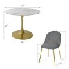 Harris+Nano 5-Piece Round-Shaped Dining Table Set With 4 Tufted Velvet Upholstered Chairs Gold Legs -Maison Boucle - 3 of 4