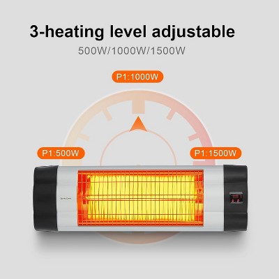 Black Wall Mounted Electric Infrared Heater with Remote